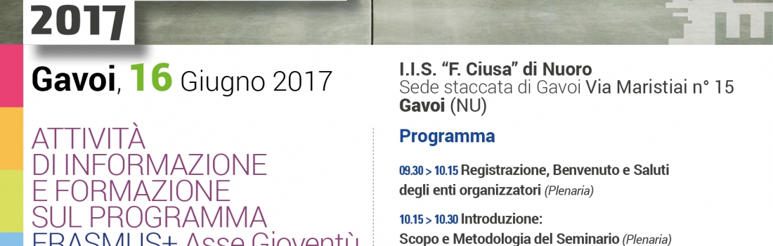 NEL MESE DI GIUGNO L’AGENZIA NAZIONALE PER I GIOVANI SARA’ A GAVOI PER PARLARE DEL PROGRAMMA ERASMUS+